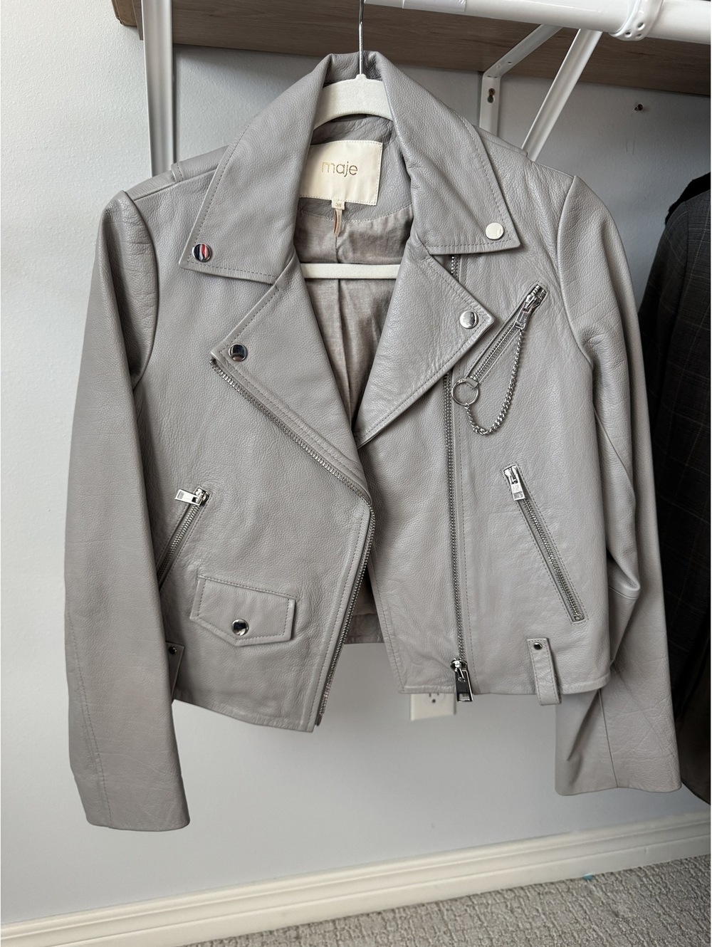 Maje gray Leather Jacket
